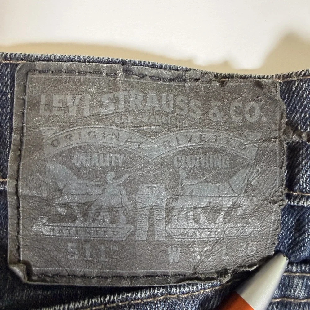 Levi's 511 Jeans Mens 36x36 Blue Denim Whiskered Red Tab Low Waist Y2K Americana